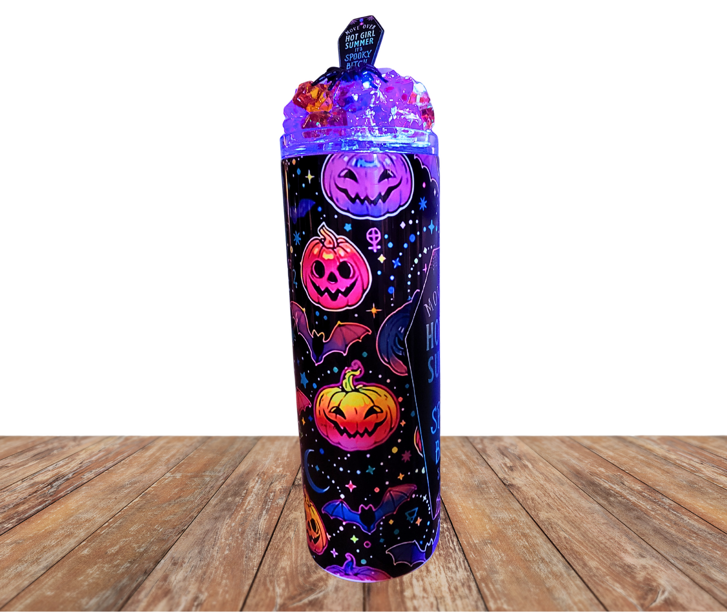 20 Oz Stainless Steel Hot Girl Summer Spooky Pumpkins Light Up Tumbler