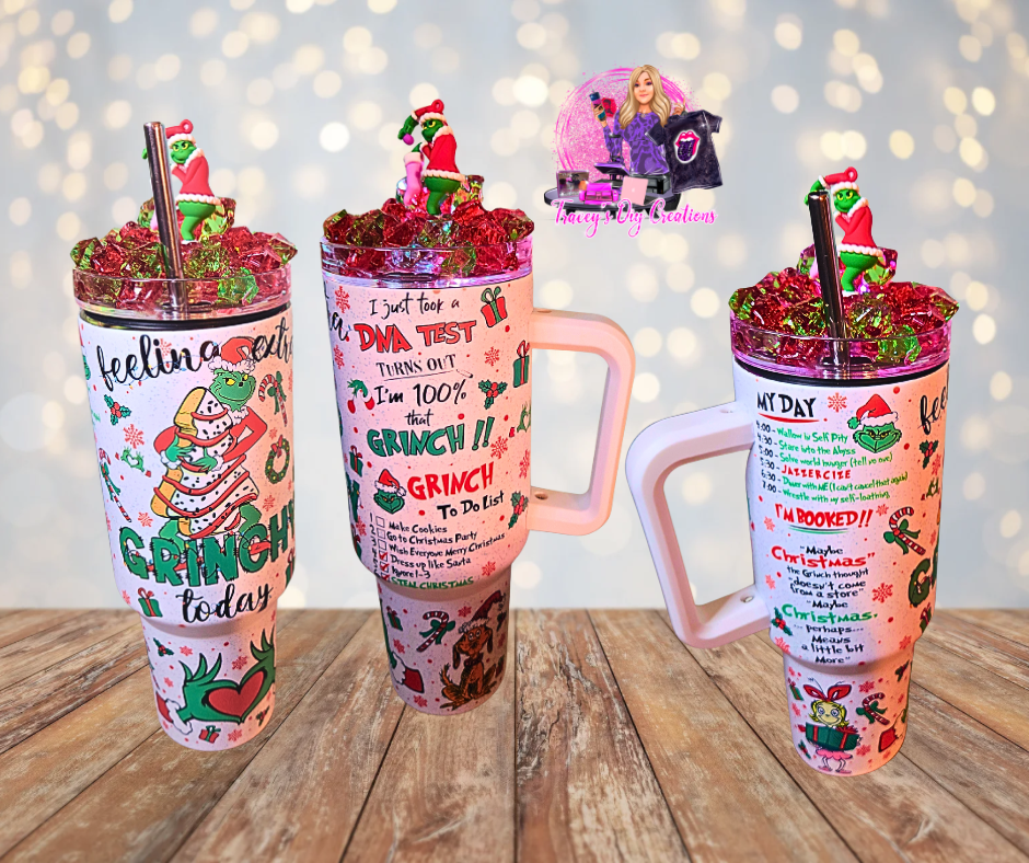 40 Oz Christmas Grinch Glow In The Dark Light Up Ice Tumbler