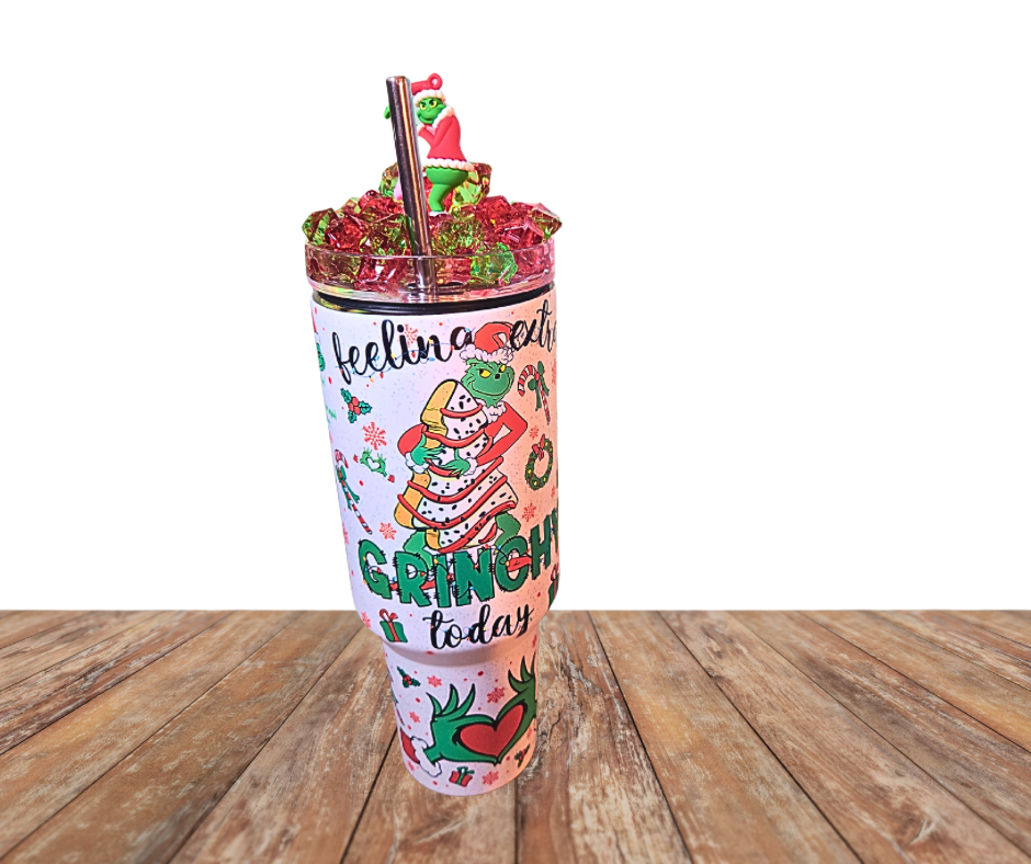 40 Oz Christmas Grinch Glow In The Dark Light Up Ice Tumbler