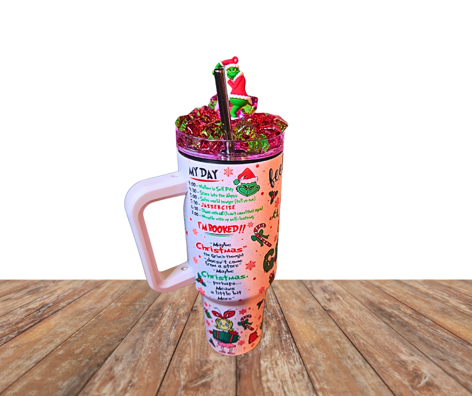 40 Oz Christmas Grinch Glow In The Dark Light Up Ice Tumbler