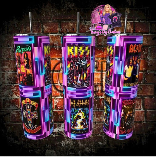 20 Oz Sublimated 80s Glam Metal Neon Tumbler
