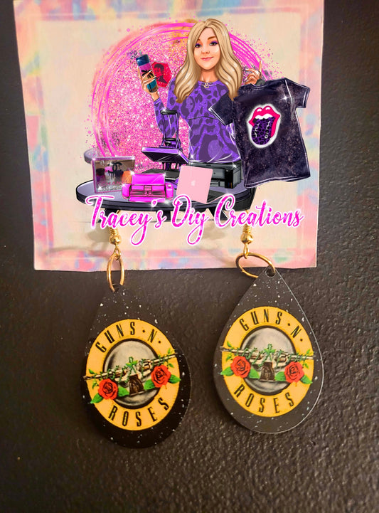 Guns N Roses Logo Teardrop Earrings, Guns N Roses Jewelry