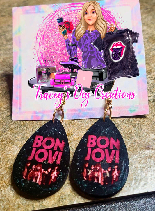 Bon Jovi Teardrop, 80s rock concert wear, Bon Jovi Earrings, 80s Hairband Jewelry
