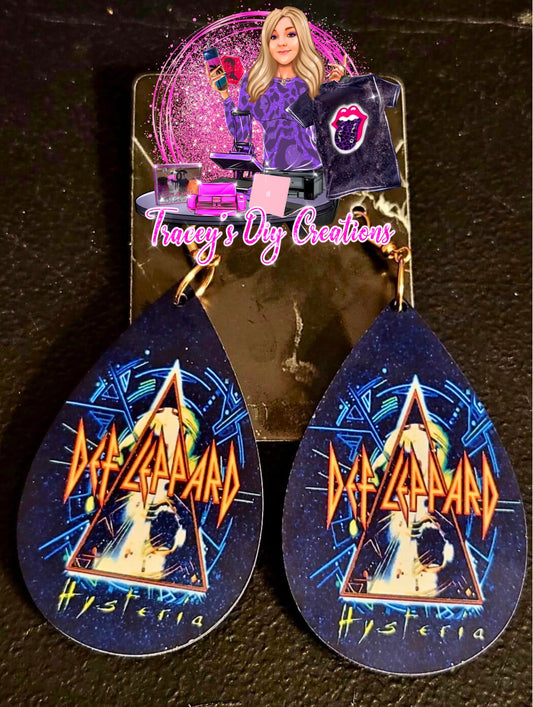 Hysteria Teardrop Earrings, Album Cover 80s Metal Jewelry, Handmade Glam Rock
