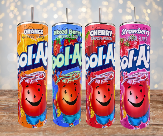 20 Oz Stainless Steel Sublimated Kool Aid Flavor Tumblers