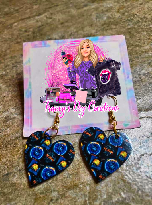 Def Leppard Heart Shaped Earrings, Def Leppard Lover Fan Gift, Def Leppard Dangle, Def Leppard Merchandise