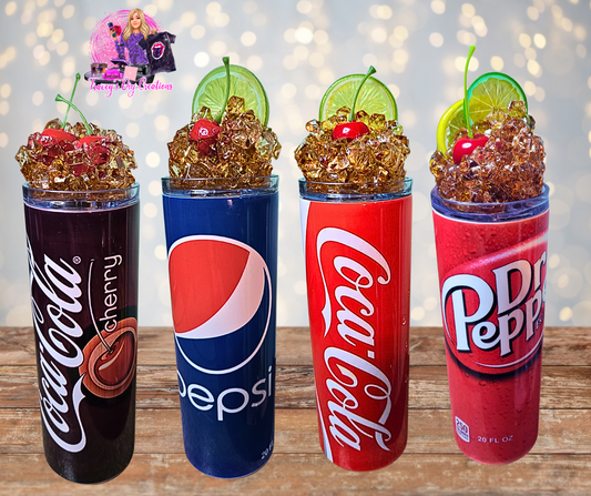20 Oz Stainless Steel Assorted Soda Pop Ice Tumblers With Removable Magnetic Lid