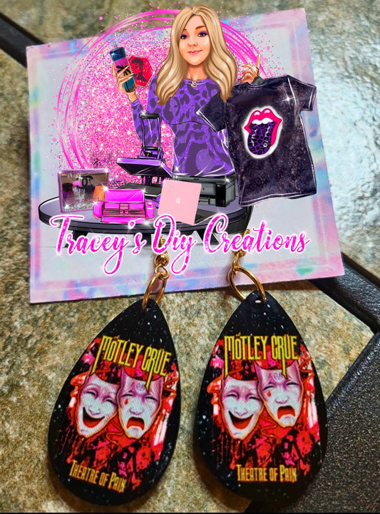Motley Crue Earrings, Theater Of Pain, Rock Group Earrings, Nikki Sixx, 80s Rock Earrings, Motley Crue Merchandise, 80s Glam Metal