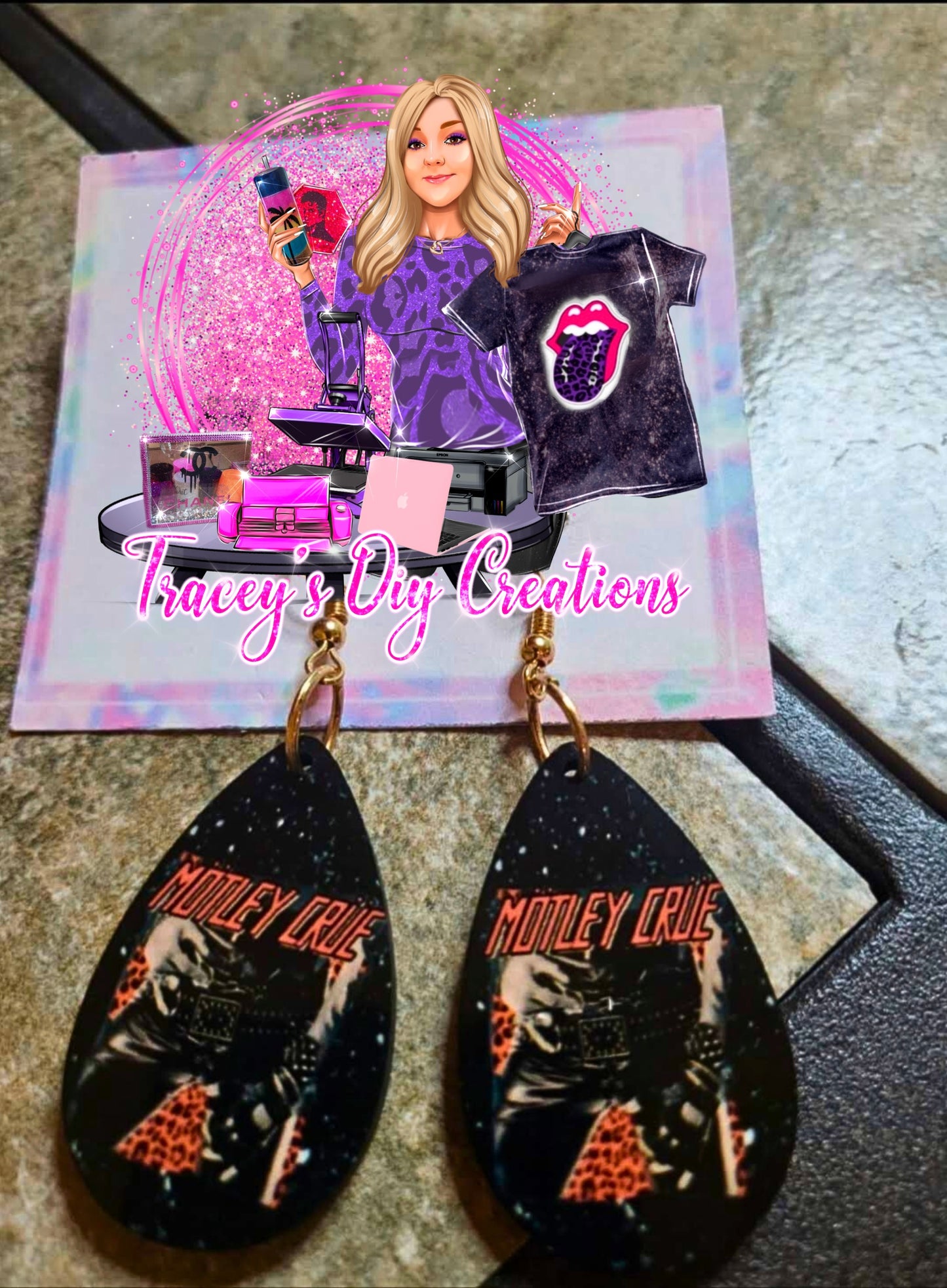 Motley Crue Too Fast For Love Earrings, Motley Crue Album Cover Jewelry, Motley Crue Merchandise